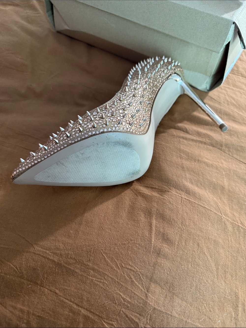 Steve Madden Rose Gold Studded Pointed-Toe Stiletto Pumps - Picture 2 of 3